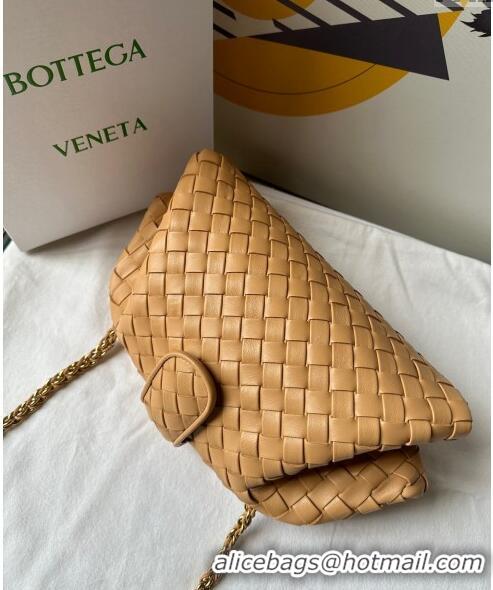 Well Crafted Bottega Veneta Teen Lauren 1980 Clutch With Chain in Intrecciato Leather 785807 Dark Praline Apricot 2024