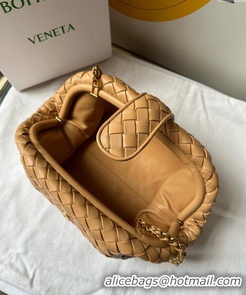 Well Crafted Bottega Veneta Teen Lauren 1980 Clutch With Chain in Intrecciato Leather 785807 Dark Praline Apricot 2024