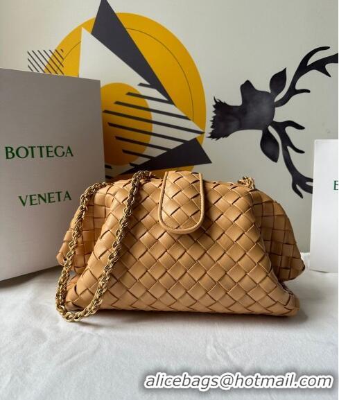 Well Crafted Bottega Veneta Teen Lauren 1980 Clutch With Chain in Intrecciato Leather 785807 Dark Praline Apricot 2024