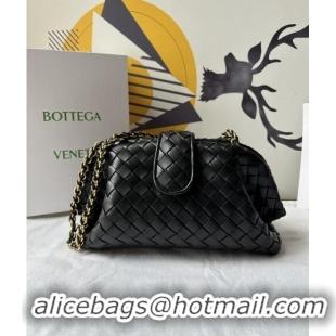 Top Grade Bottega Veneta Teen Lauren 1980 Clutch With Chain in Intrecciato Leather 785807 Black 2024