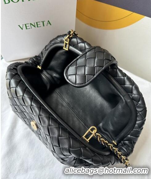 Top Grade Bottega Veneta Teen Lauren 1980 Clutch With Chain in Intrecciato Leather 785807 Black 2024