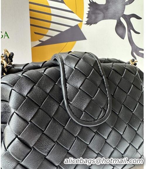 Top Grade Bottega Veneta Teen Lauren 1980 Clutch With Chain in Intrecciato Leather 785807 Black 2024