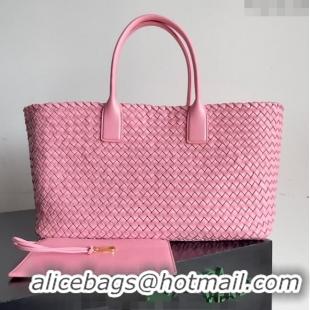 Best Quality Bottega Veneta Large Cabat Tote Bag in Intreccio Leather 608811 Pink 2024