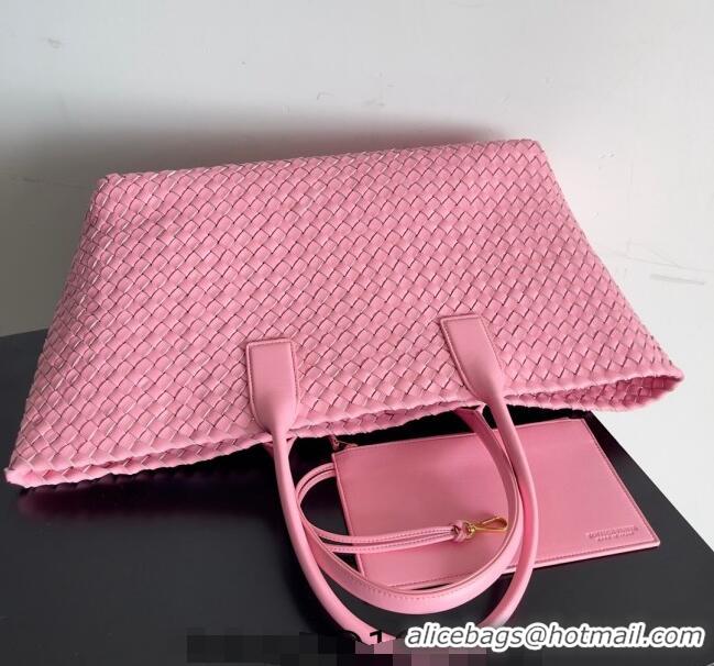 Best Quality Bottega Veneta Large Cabat Tote Bag in Intreccio Leather 608811 Pink 2024