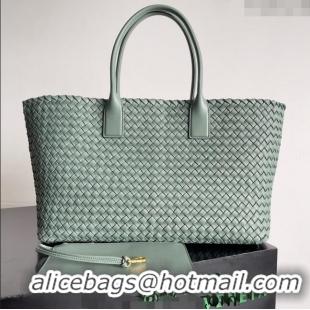 Grade Quality Bottega Veneta Large Cabat Tote Bag in Intreccio Leather 608811 Rock Grey 2024