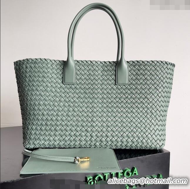 Grade Quality Bottega Veneta Large Cabat Tote Bag in Intreccio Leather 608811 Rock Grey 2024