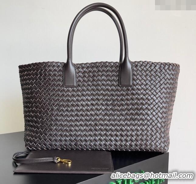 Well Crafted Bottega Veneta Large Cabat Tote Bag in Intreccio Leather 608811 Fondant Brown 2024