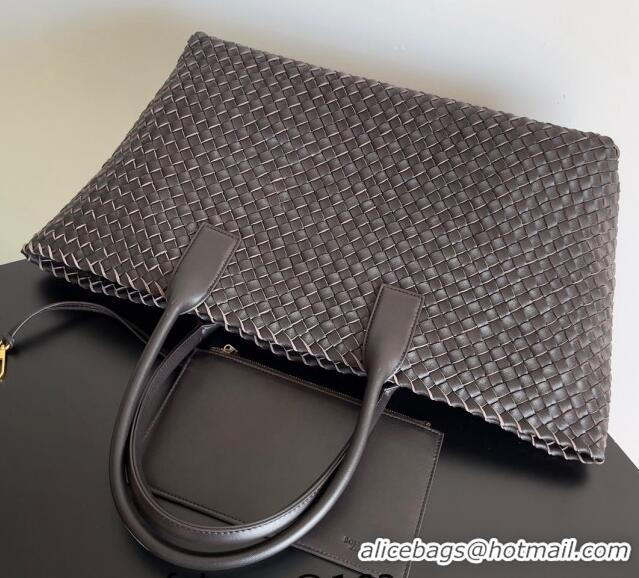 Well Crafted Bottega Veneta Large Cabat Tote Bag in Intreccio Leather 608811 Fondant Brown 2024