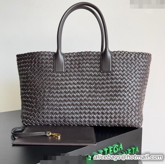 Well Crafted Bottega Veneta Large Cabat Tote Bag in Intreccio Leather 608811 Fondant Brown 2024