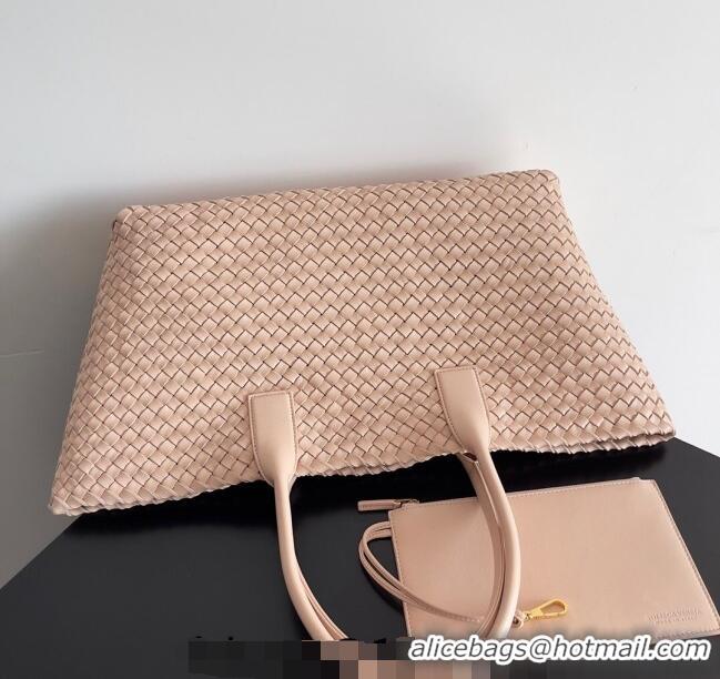 Best Price Bottega Veneta Large Cabat Tote Bag in Intreccio Leather 608811 Nude Pink 2024