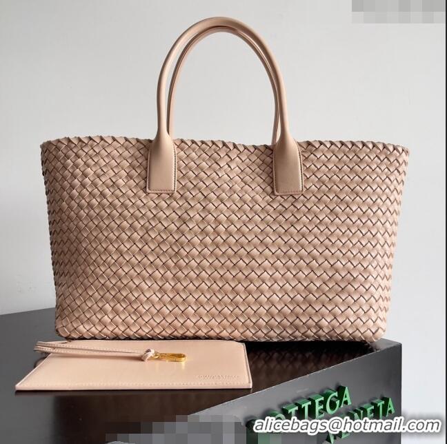 Best Price Bottega Veneta Large Cabat Tote Bag in Intreccio Leather 608811 Nude Pink 2024