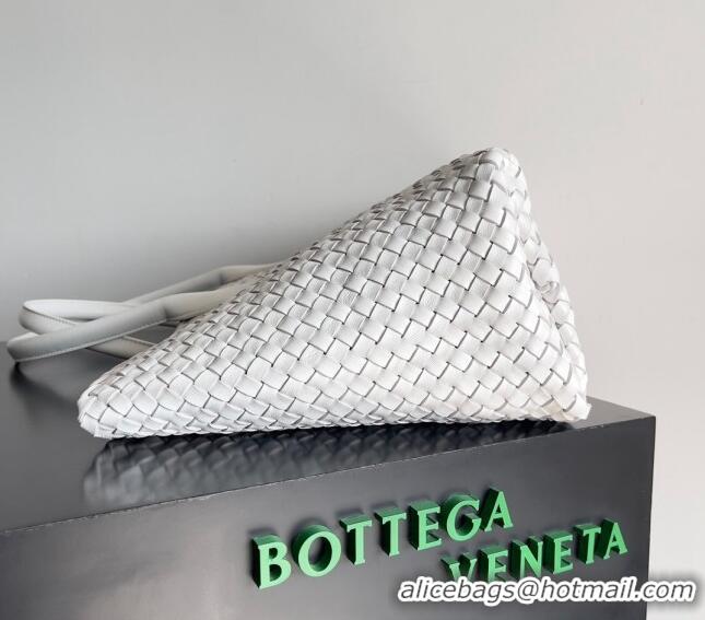 Well Crafted Bottega Veneta Large Cabat Tote Bag in Intreccio Leather 608811 White 2024