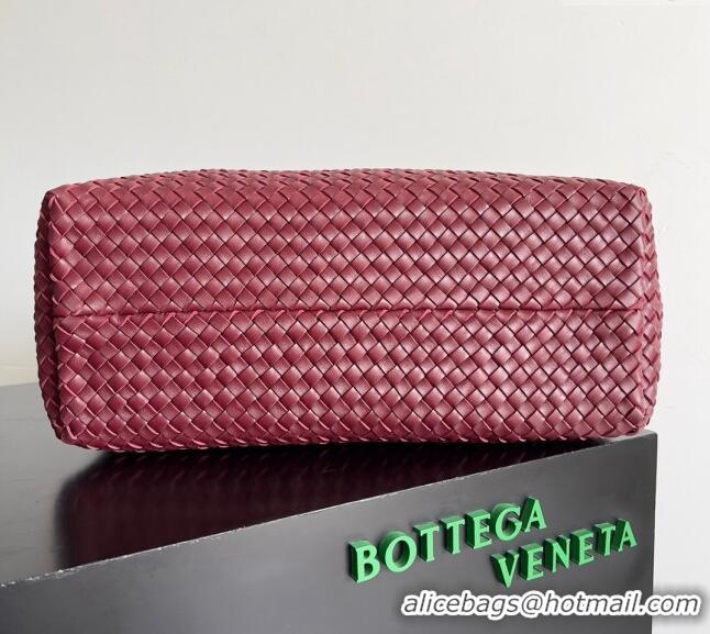 Good Looking Bottega Veneta Large Cabat Tote Bag in Intreccio Leather 608811 Burgundy 2024