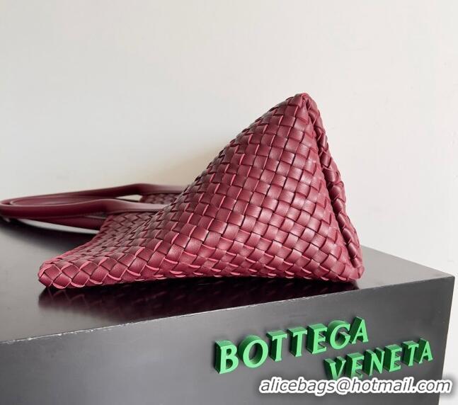 Good Looking Bottega Veneta Large Cabat Tote Bag in Intreccio Leather 608811 Burgundy 2024