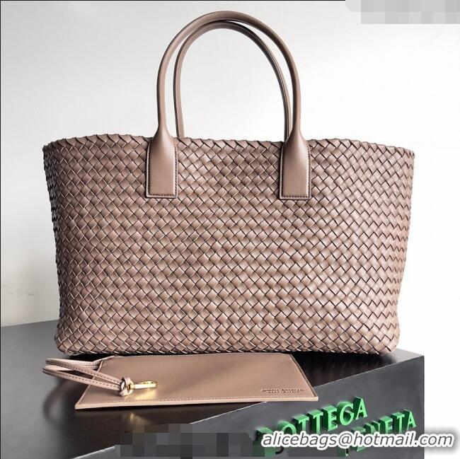 Pretty Style Bottega Veneta Large Cabat Tote Bag in Intreccio Leather 608811 Khaki 2024