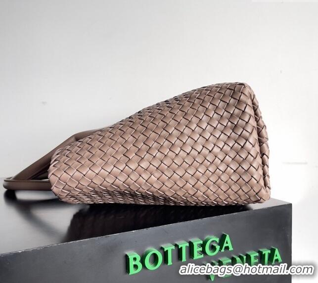 Pretty Style Bottega Veneta Large Cabat Tote Bag in Intreccio Leather 608811 Khaki 2024