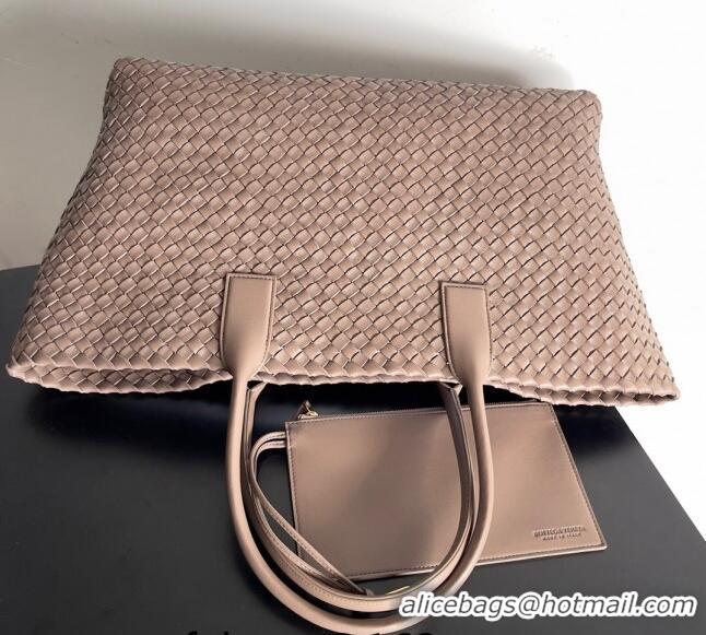 Pretty Style Bottega Veneta Large Cabat Tote Bag in Intreccio Leather 608811 Khaki 2024