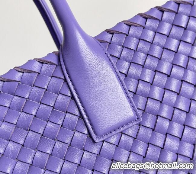 Popular Style Bottega Veneta Large Cabat Tote Bag in Intreccio Leather 608811 Violet Purple 2024