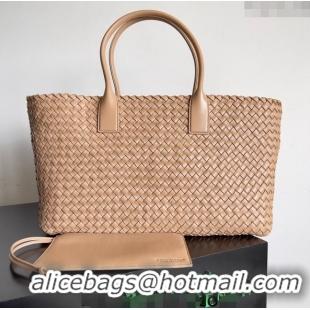 New Fashion Bottega Veneta Large Cabat Tote Bag in Intreccio Leather 608811 Beige 2024