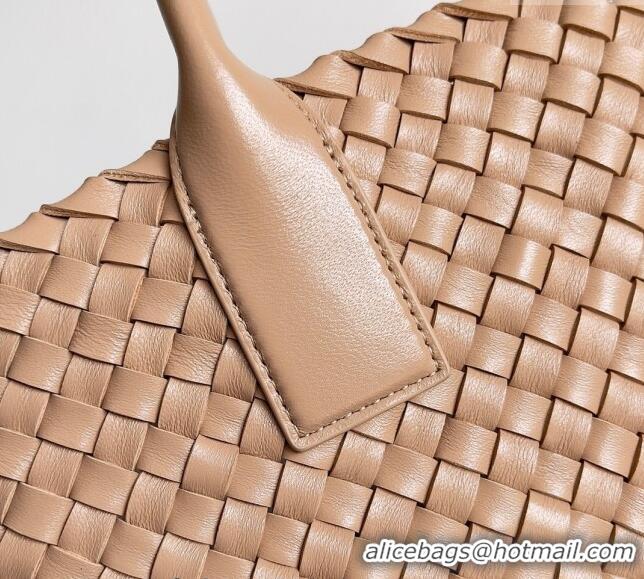 New Fashion Bottega Veneta Large Cabat Tote Bag in Intreccio Leather 608811 Beige 2024