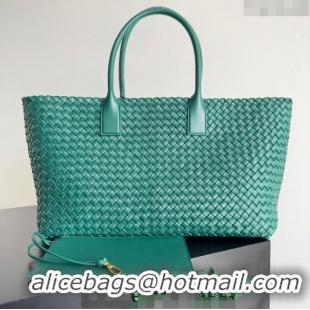 Cheap Price Bottega Veneta Large Cabat Tote Bag in Intreccio Leather 608811 Green 2024