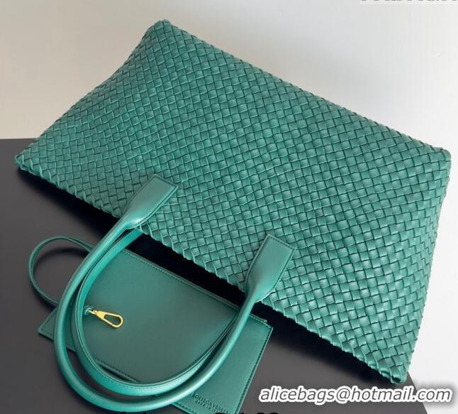 Cheap Price Bottega Veneta Large Cabat Tote Bag in Intreccio Leather 608811 Green 2024