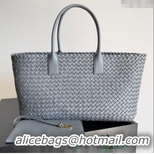 Promotional Bottega Veneta Large Cabat Tote Bag in Intreccio Leather 608811 Thunder Grey 2024