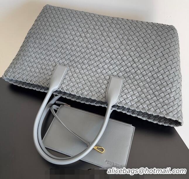 Promotional Bottega Veneta Large Cabat Tote Bag in Intreccio Leather 608811 Thunder Grey 2024