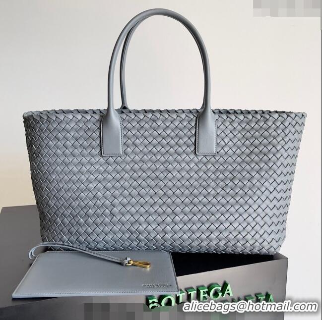 Promotional Bottega Veneta Large Cabat Tote Bag in Intreccio Leather 608811 Thunder Grey 2024