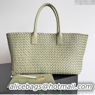 Top Design Bottega Veneta Large Cabat Tote Bag in Intreccio Leather 608811 Travertine Green 2024