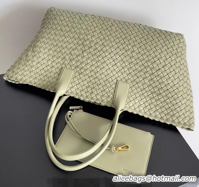 Top Design Bottega Veneta Large Cabat Tote Bag in Intreccio Leather 608811 Travertine Green 2024