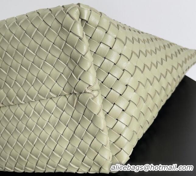 Top Design Bottega Veneta Large Cabat Tote Bag in Intreccio Leather 608811 Travertine Green 2024