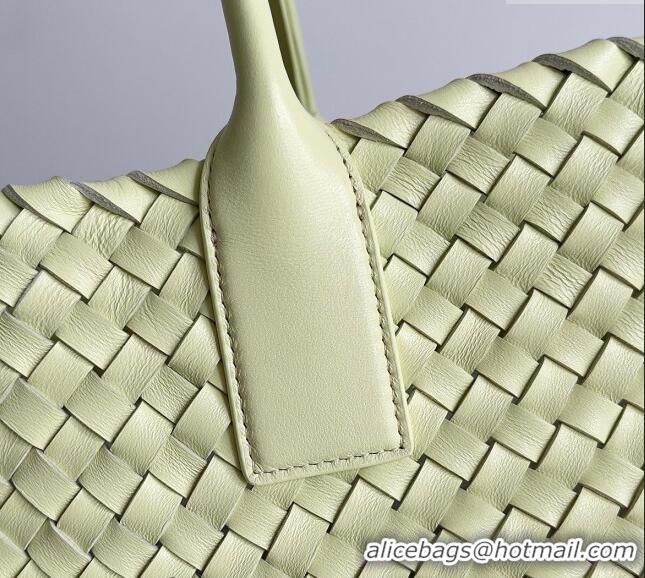 Low Cost Bottega Veneta Large Cabat Tote Bag in Intreccio Leather 608811 Light Yellow 2024