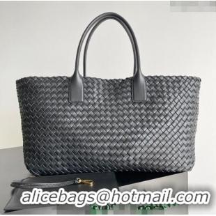 Trendy Design Bottega Veneta Large Cabat Tote Bag in Intreccio Leather 608811 Black 2024