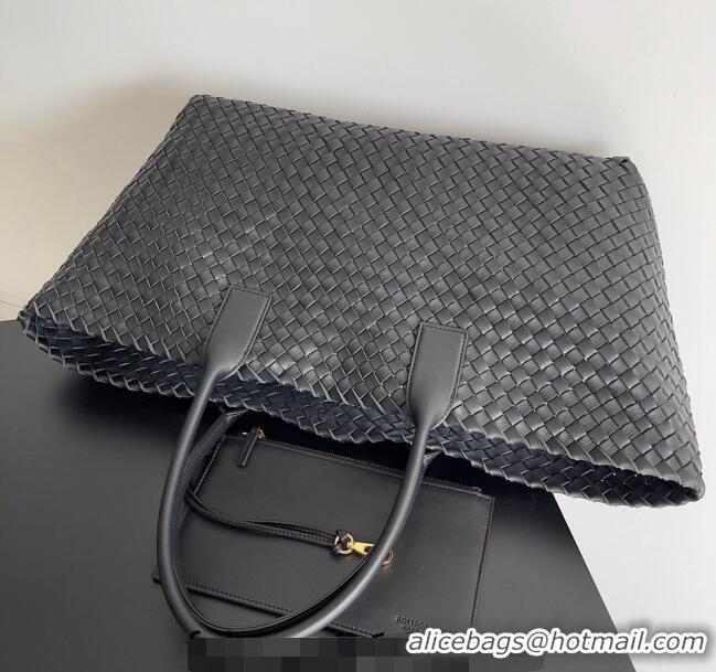 Trendy Design Bottega Veneta Large Cabat Tote Bag in Intreccio Leather 608811 Black 2024