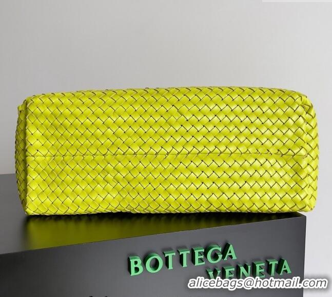 Inexpensive Bottega Veneta Large Cabat Tote Bag in Intreccio Leather 608811 Neon Yellow 2024