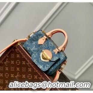 Buy Luxury Louis Vuitton Nano Speedy Mini Bag in Monogram Denim M82950 Blue 2024