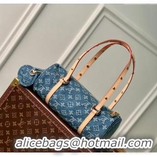 Original Cheap Louis Vuitton Papillon Rolling Bag in Monogram Denim M46830 Blue 2024