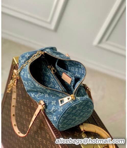 Original Cheap Louis Vuitton Papillon Rolling Bag in Monogram Denim M46830 Blue 2024