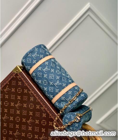 Original Cheap Louis Vuitton Papillon Rolling Bag in Monogram Denim M46830 Blue 2024