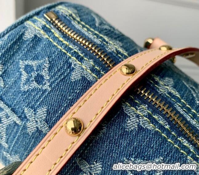 Original Cheap Louis Vuitton Papillon Rolling Bag in Monogram Denim M46830 Blue 2024