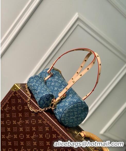 Original Cheap Louis Vuitton Papillon Rolling Bag in Monogram Denim M46830 Blue 2024