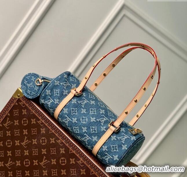 Original Cheap Louis Vuitton Papillon Rolling Bag in Monogram Denim M46830 Blue 2024