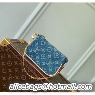 Grade Louis Vuitton Mini Pochette Accessoires Bag On Chain in Monogram Denim M82960 Blue 2024