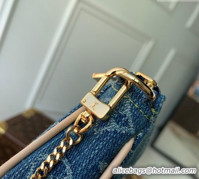 Grade Louis Vuitton Mini Pochette Accessoires Bag On Chain in Monogram Denim M82960 Blue 2024