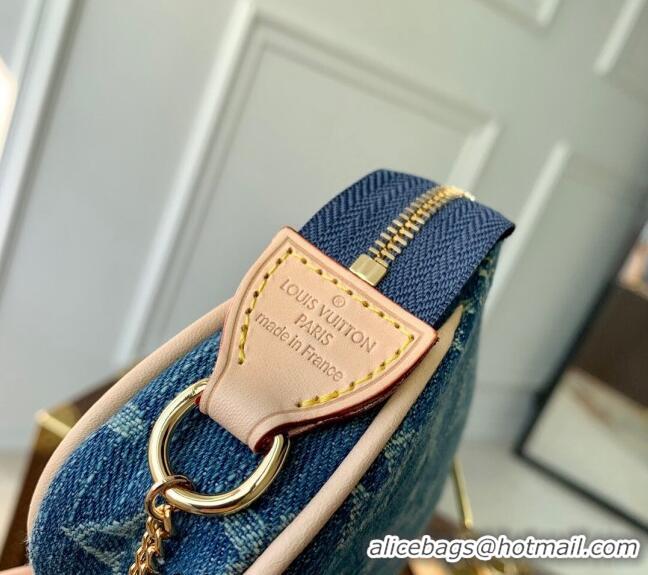 Grade Louis Vuitton Mini Pochette Accessoires Bag On Chain in Monogram Denim M82960 Blue 2024