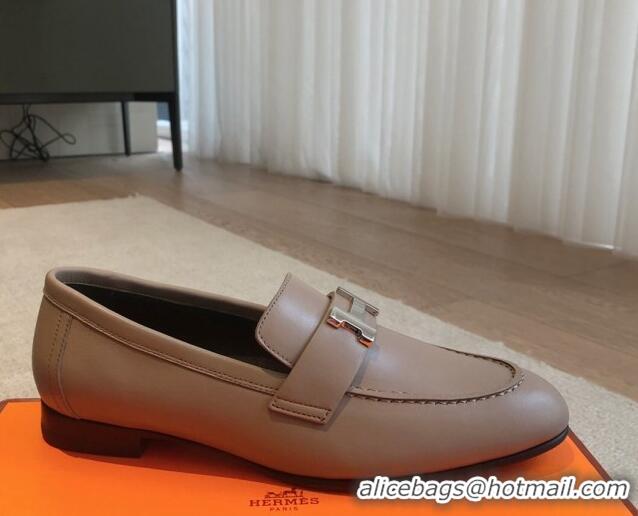 Charming Hermes Paris Calfskin Loafers Grey 425211