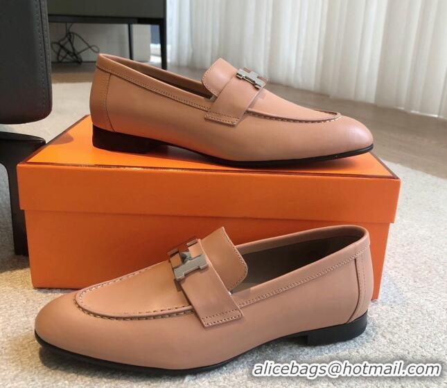 Classic Hot Hermes Paris Calfskin Loafers Apricot 425212