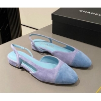 Fashion Chanel Suede Slingbacks Ballet Flat Purple 423107