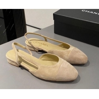 Best Price Chanel Suede Slingbacks Ballet Flat Beige 423109